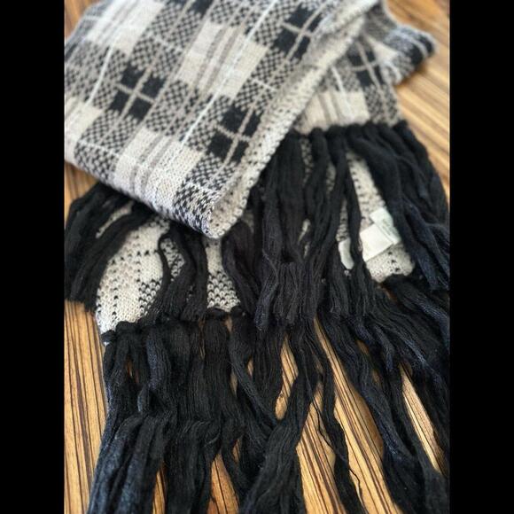 Kate Spade Woodland Plaid Scarf Neutral Cozy Chunky Unisex Holidays Winter - Picture 1 of 8